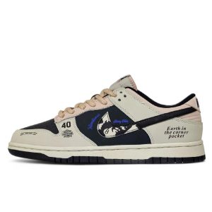 نایک دانک لو بلک بلو استوسی کرم Nike Sb Dunk Beige Black Blue x Stussy