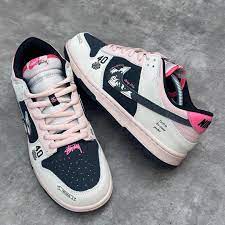 نایک دانک لو بلک بلو استوسی کرم Nike Sb Dunk Beige Black Blue x Stussy