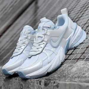 کتونی نایک وی تو کی ران سفید آبی یخی Nike V2K White Light Smoke Grey سایز بزرگ