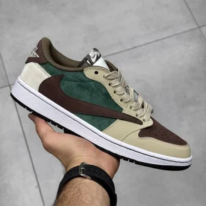 کفش جردن تراویس اسکات سبز کرم قهوه ای Travis Scott Jordan
