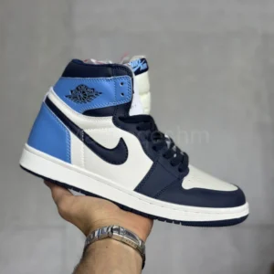 جردن سفید آبی تیره ساقدار Jordan 1 High Obsidian مستر ویتنام
